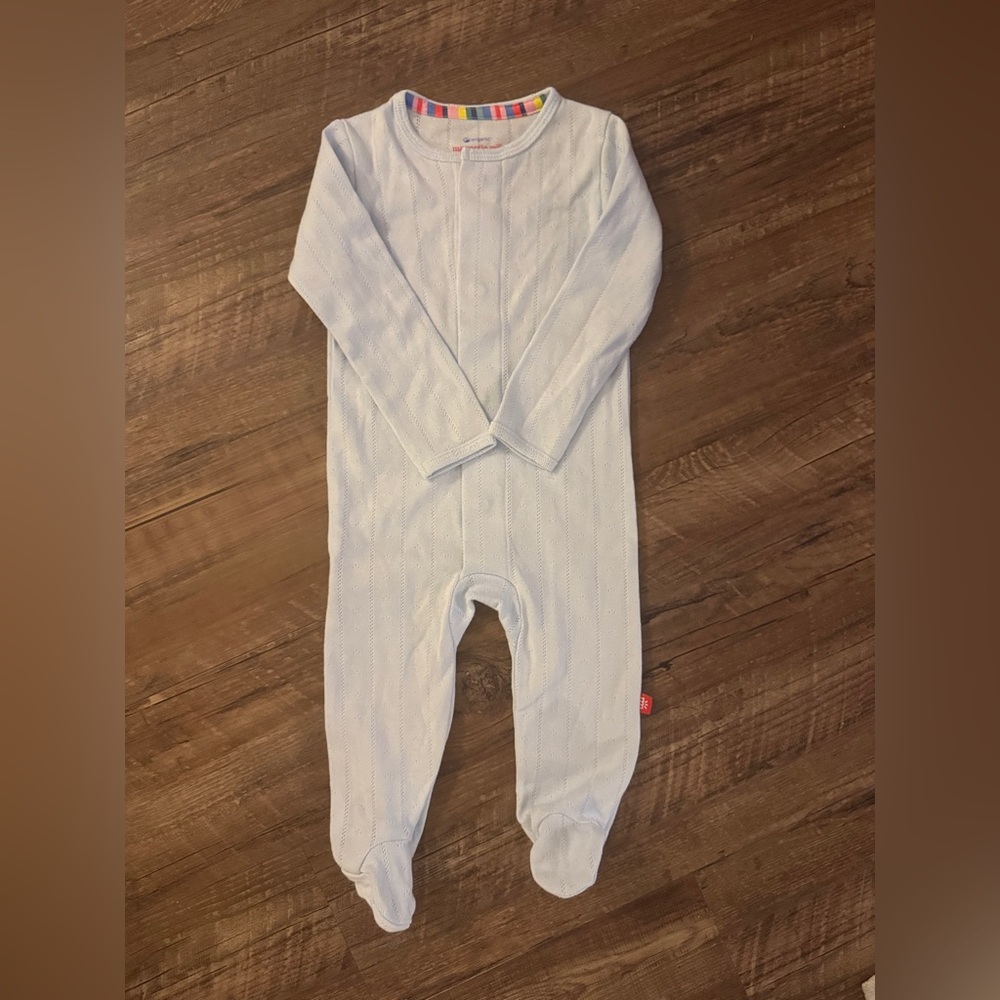 Magnetic Me Blue Organic Cotton Kids Onesie 6-9 months